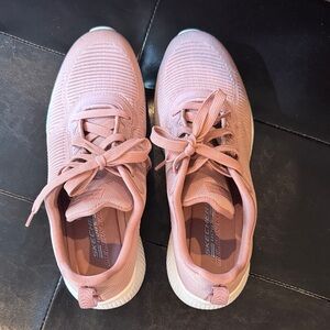 Skechers Women's Dusty Pink Knit Lace-Up Sneakers